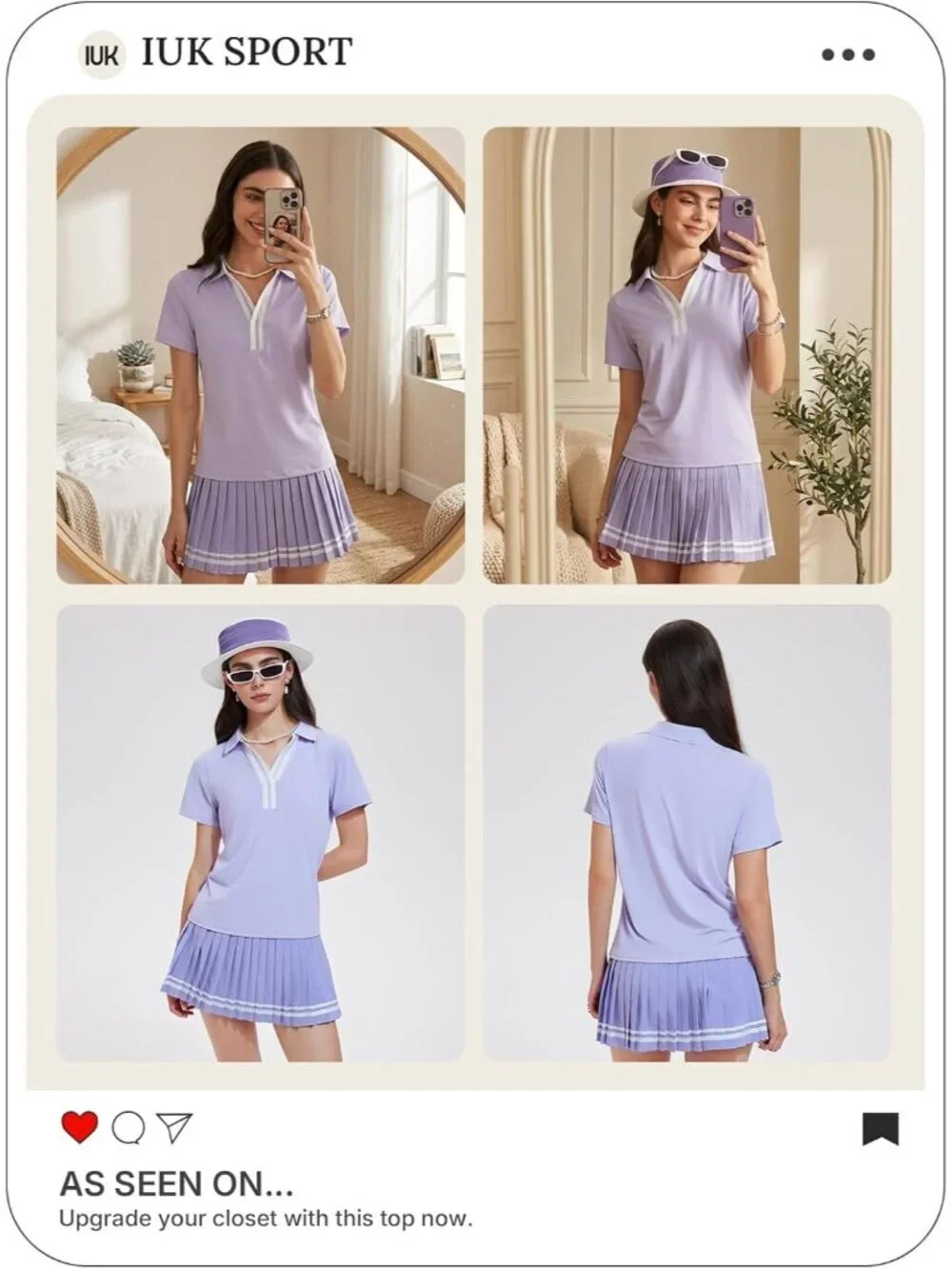 Women's Lavender 2 Piece Racer Back Tennis Skirts Tank Top Pull On Golf Dress